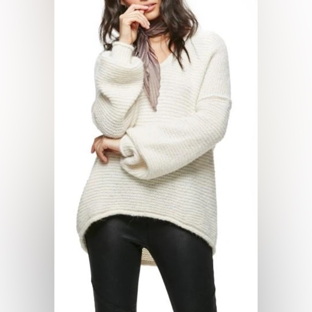 Free People All Mine Oversized Sweater Ivory Alpaca Blend Size Small Oversized